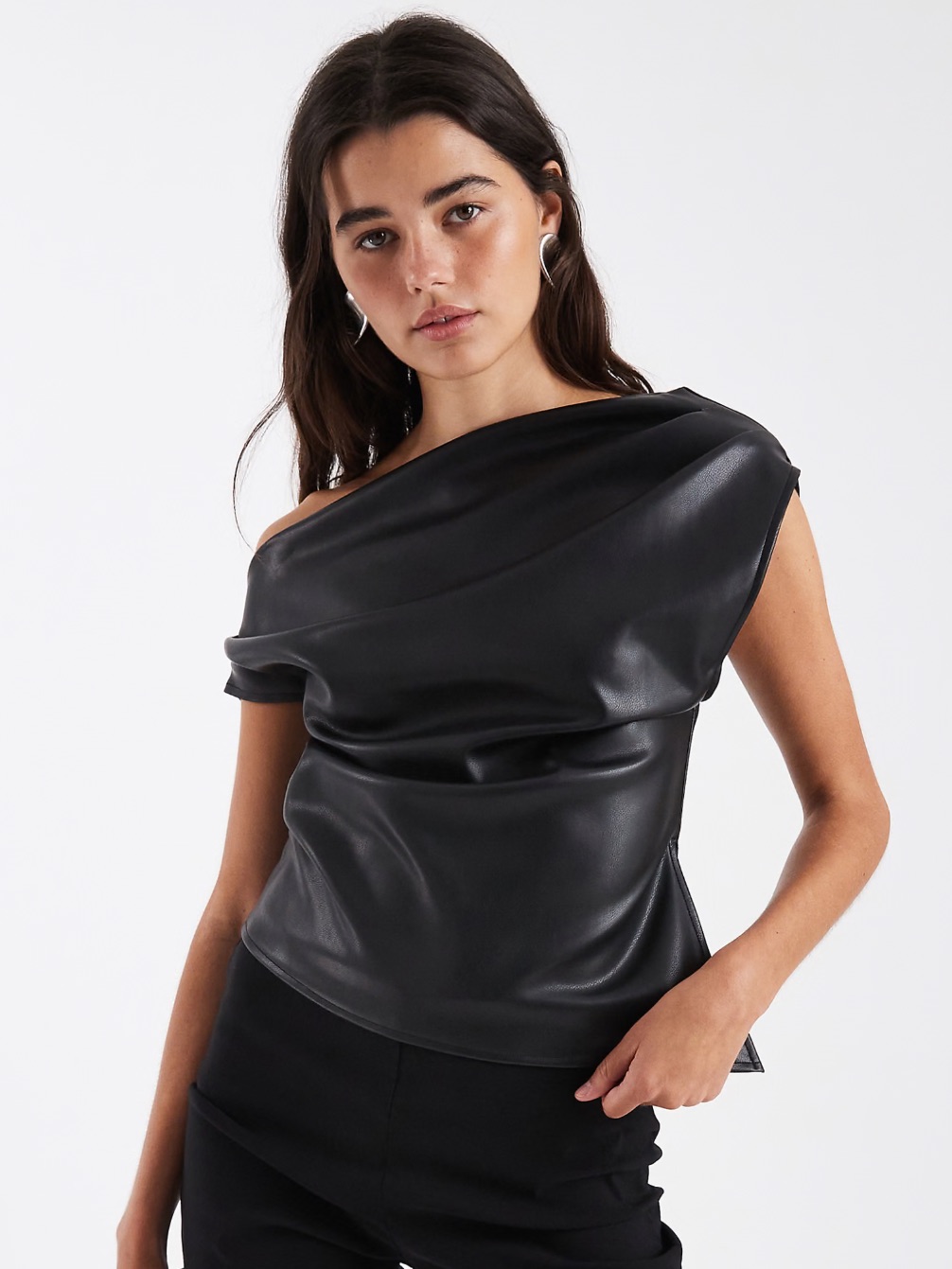 5 For $45mng Faux Leather Top Blouse Shirt Size M